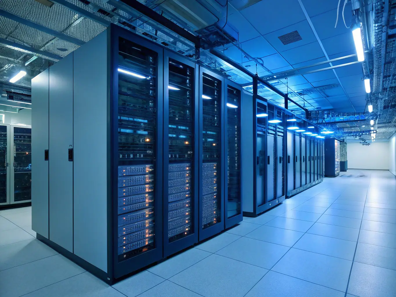 An image depicting a secure data center with servers and security personnel, emphasizing the importance of data protection and incident response.